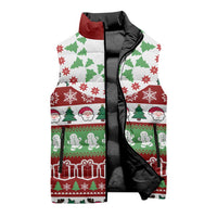 Snowman Tree Christmas Sleeveless Puffer Jacket Xmas Holiday Patterns - Wonder Print Shop