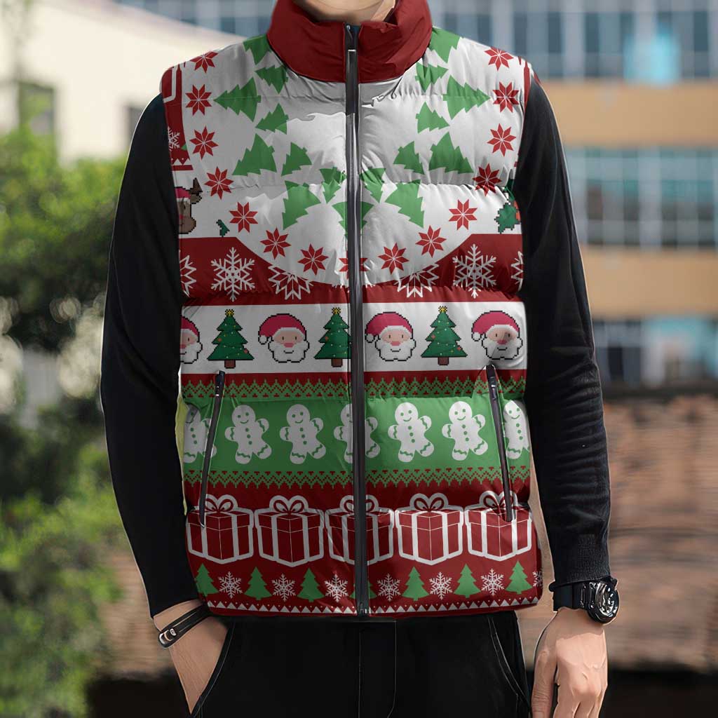Snowman Tree Christmas Sleeveless Puffer Jacket Xmas Holiday Patterns - Wonder Print Shop