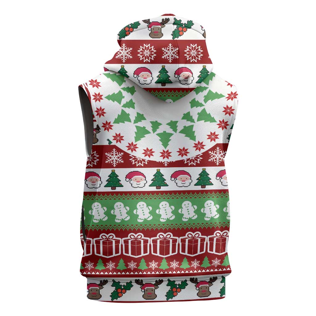 Snowman Tree Christmas Sleeveless Zip Hoodie Xmas Holiday Patterns - Wonder Print Shop