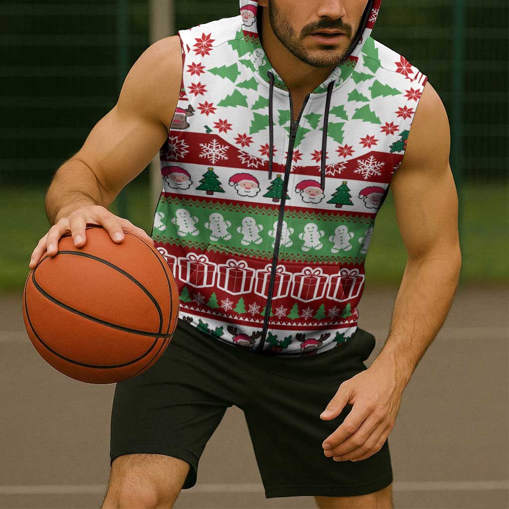 Snowman Tree Christmas Sleeveless Zip Hoodie Xmas Holiday Patterns - Wonder Print Shop