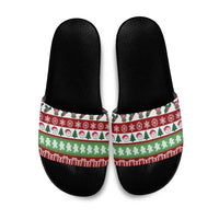 Snowman Tree Christmas Slide Sandals Xmas Holiday Patterns - Wonder Print Shop