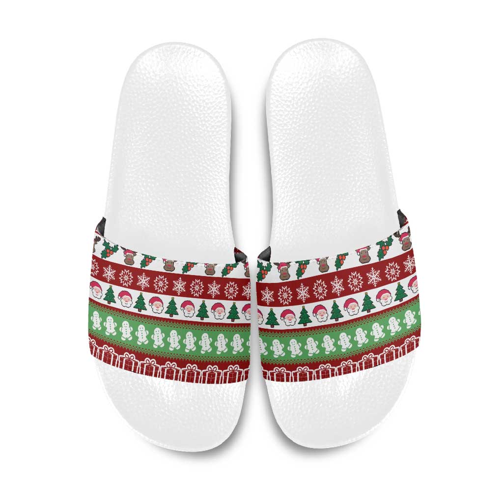 Snowman Tree Christmas Slide Sandals Xmas Holiday Patterns - Wonder Print Shop