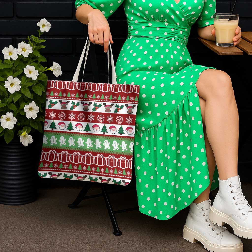 Snowman Tree Christmas Tote Bag Xmas Holiday Patterns - Wonder Print Shop