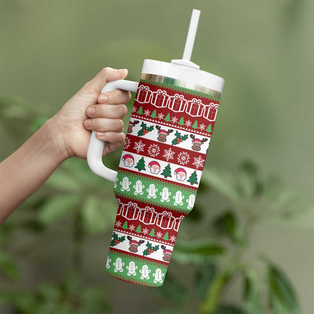 Snowman Tree Christmas Tumbler With Handle Xmas Holiday Patterns - Wonder Print Shop