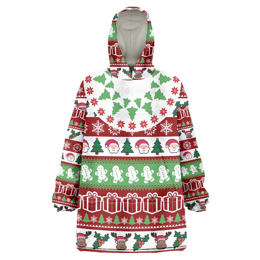 Snowman Tree Christmas Wearable Blanket Hoodie Xmas Holiday Patterns - Wonder Print Shop