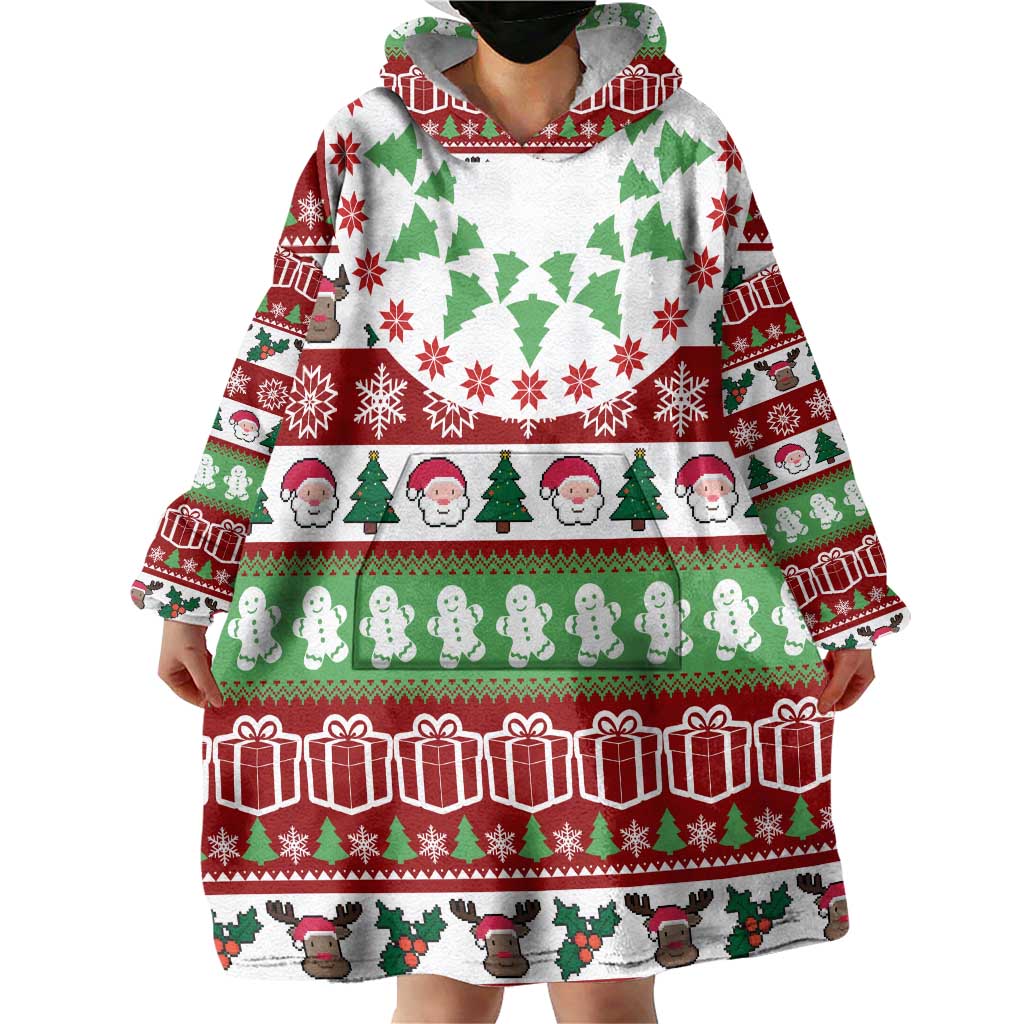 Snowman Tree Christmas Wearable Blanket Hoodie Xmas Holiday Patterns - Wonder Print Shop