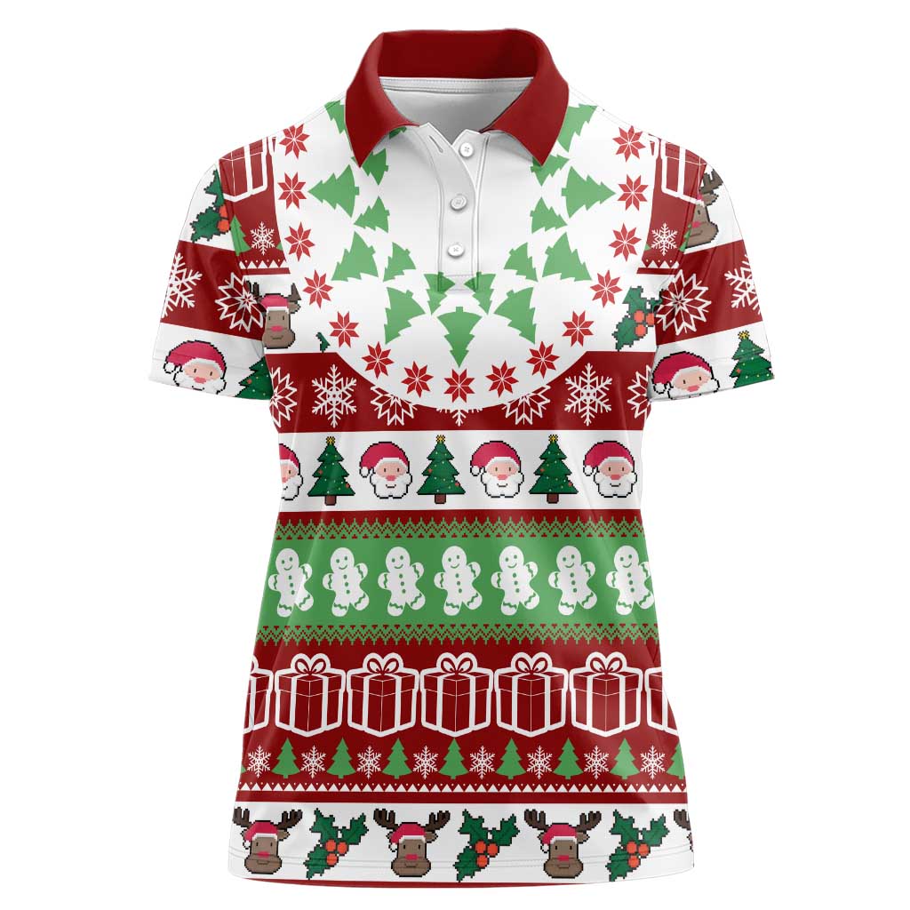 Snowman Tree Christmas Women Polo Shirt Xmas Holiday Patterns - Wonder Print Shop