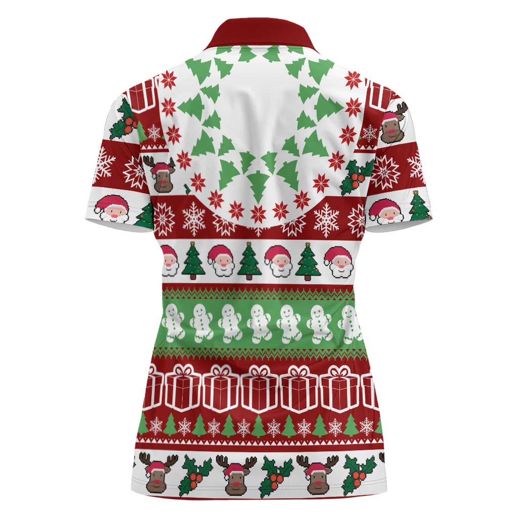 Snowman Tree Christmas Women Polo Shirt Xmas Holiday Patterns - Wonder Print Shop