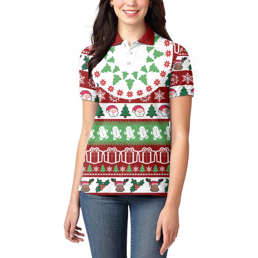 Snowman Tree Christmas Women Polo Shirt Xmas Holiday Patterns - Wonder Print Shop