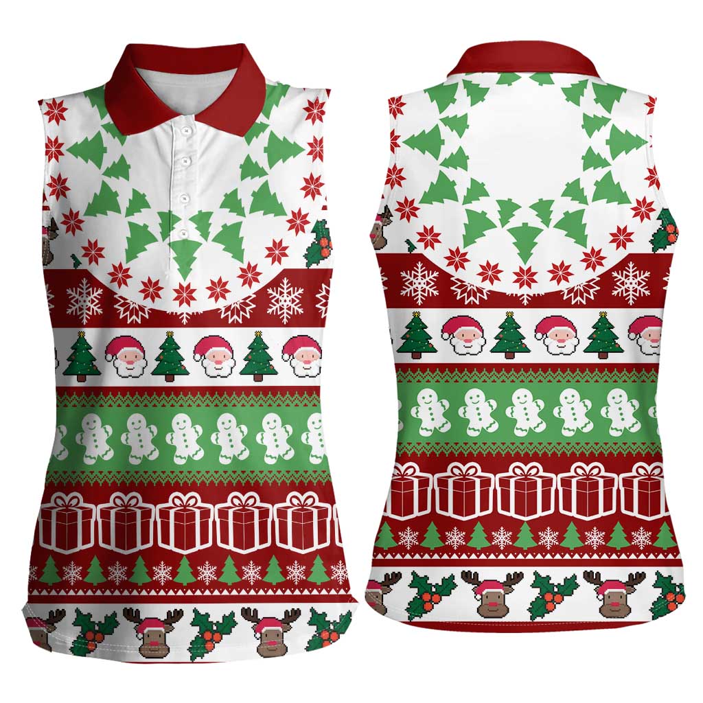 Snowman Tree Christmas Women Sleeveless Polo Shirt Xmas Holiday Patterns - Wonder Print Shop