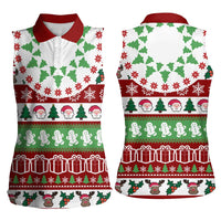 Snowman Tree Christmas Women Sleeveless Polo Shirt Xmas Holiday Patterns - Wonder Print Shop