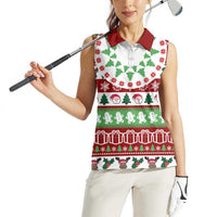 Snowman Tree Christmas Women Sleeveless Polo Shirt Xmas Holiday Patterns - Wonder Print Shop