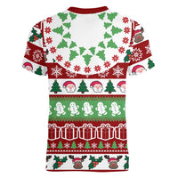 Snowman Tree Christmas Women V-Neck T-Shirt Xmas Holiday Patterns - Wonder Print Shop