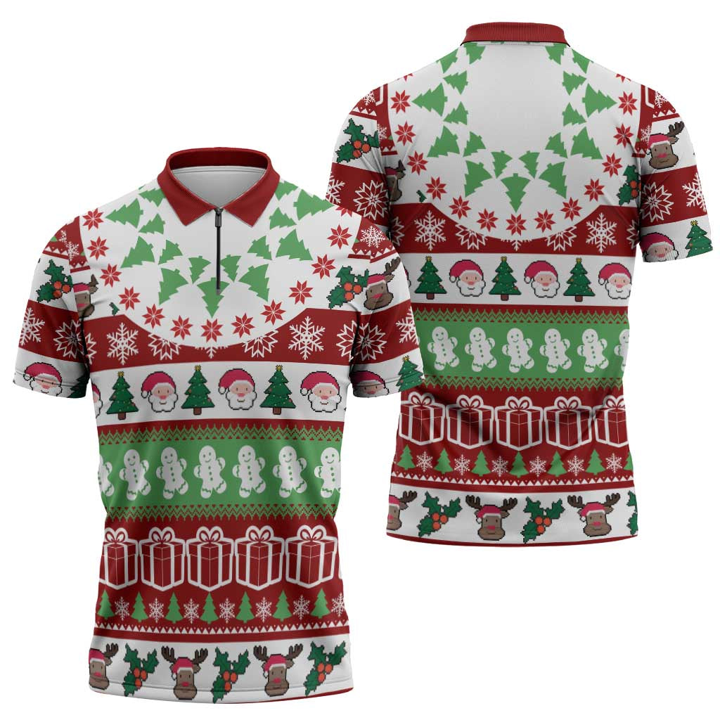 Snowman Tree Christmas Zipper Polo Shirt Xmas Holiday Patterns - Wonder Print Shop