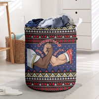 Santa And Jesus Christmas Christmas Laundry Basket Xmas Holiday Patterns - Wonder Print Shop