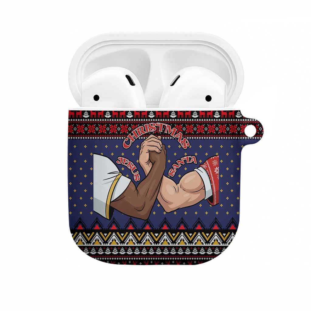 Santa And Jesus Christmas Christmas AirPods Case Xmas Holiday Patterns - Wonder Print Shop