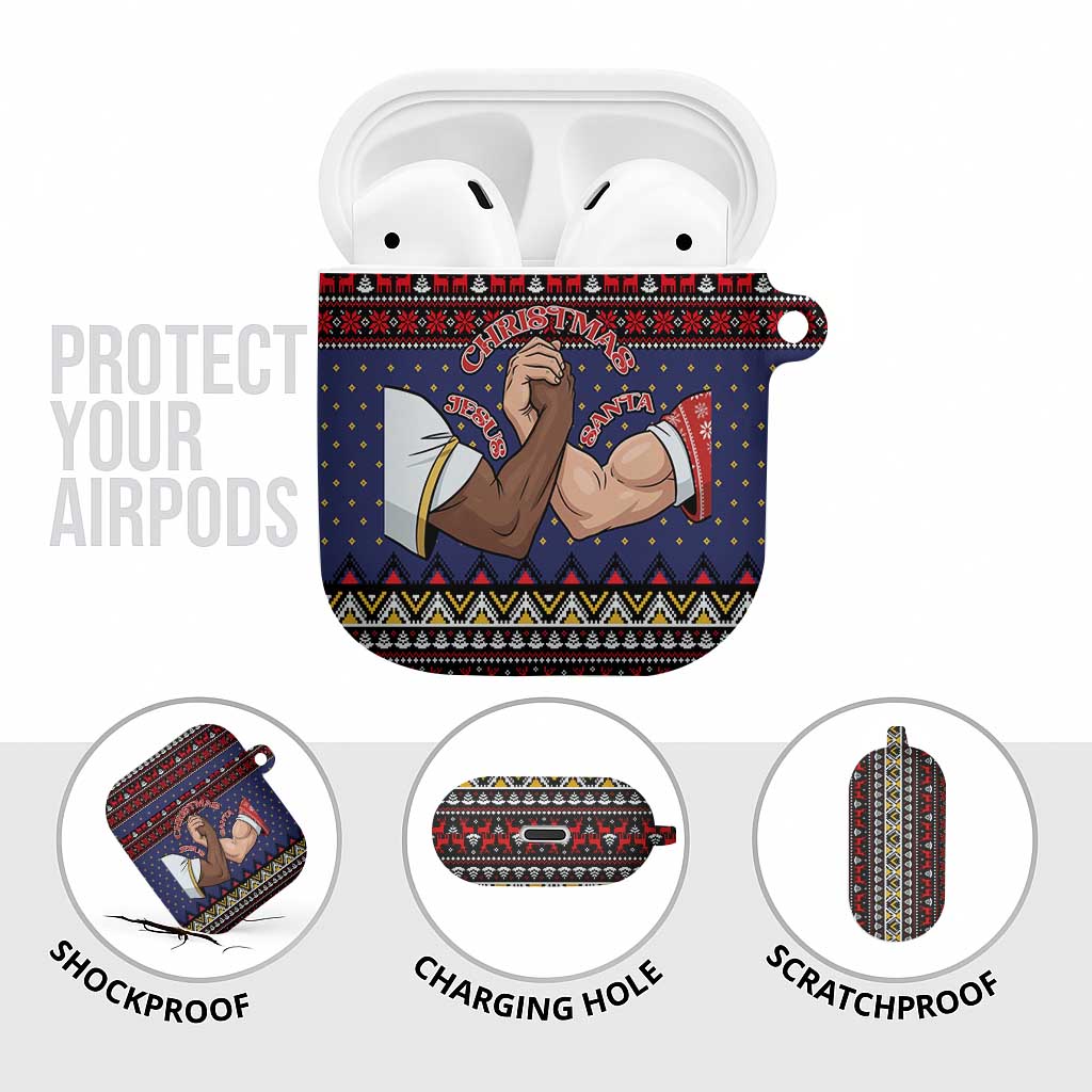 Santa And Jesus Christmas Christmas AirPods Case Xmas Holiday Patterns - Wonder Print Shop