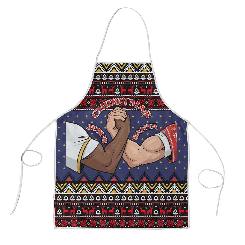 Santa And Jesus Christmas Christmas Apron Xmas Holiday Patterns - Wonder Print Shop