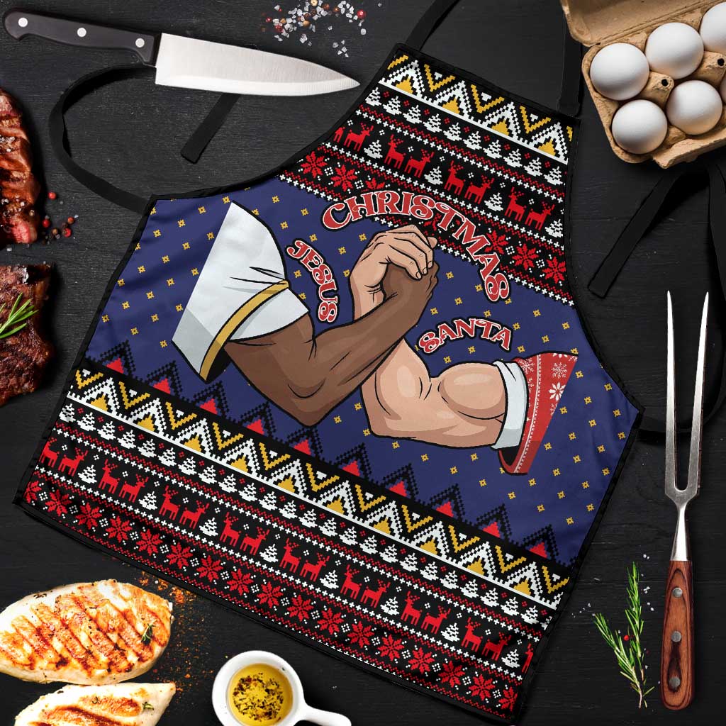 Santa And Jesus Christmas Christmas Apron Xmas Holiday Patterns - Wonder Print Shop