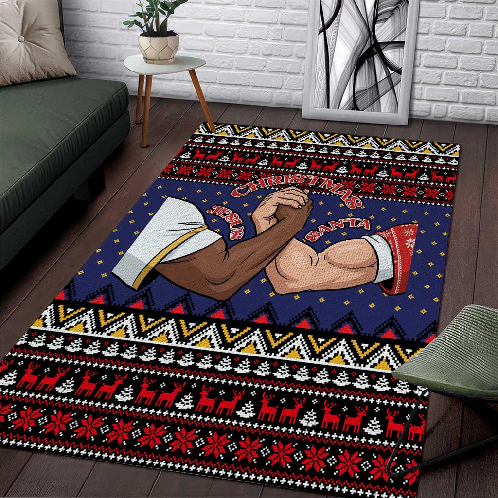 Santa And Jesus Christmas Christmas Area Rug Xmas Holiday Patterns - Wonder Print Shop