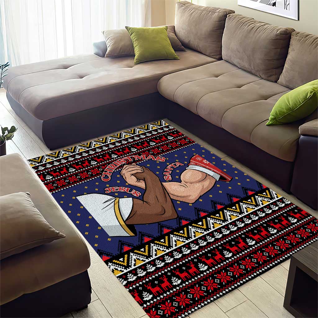 Santa And Jesus Christmas Christmas Area Rug Xmas Holiday Patterns - Wonder Print Shop