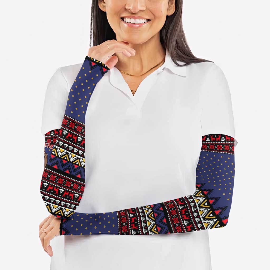 Santa And Jesus Christmas Christmas Arm Sleeves Xmas Holiday Patterns - Wonder Print Shop