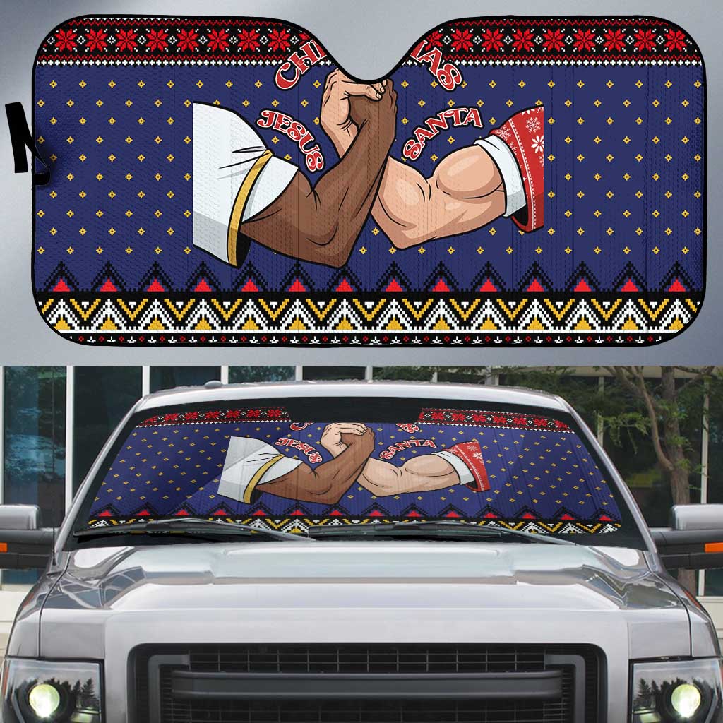 Santa And Jesus Christmas Christmas Auto Sun Shade Xmas Holiday Patterns - Wonder Print Shop