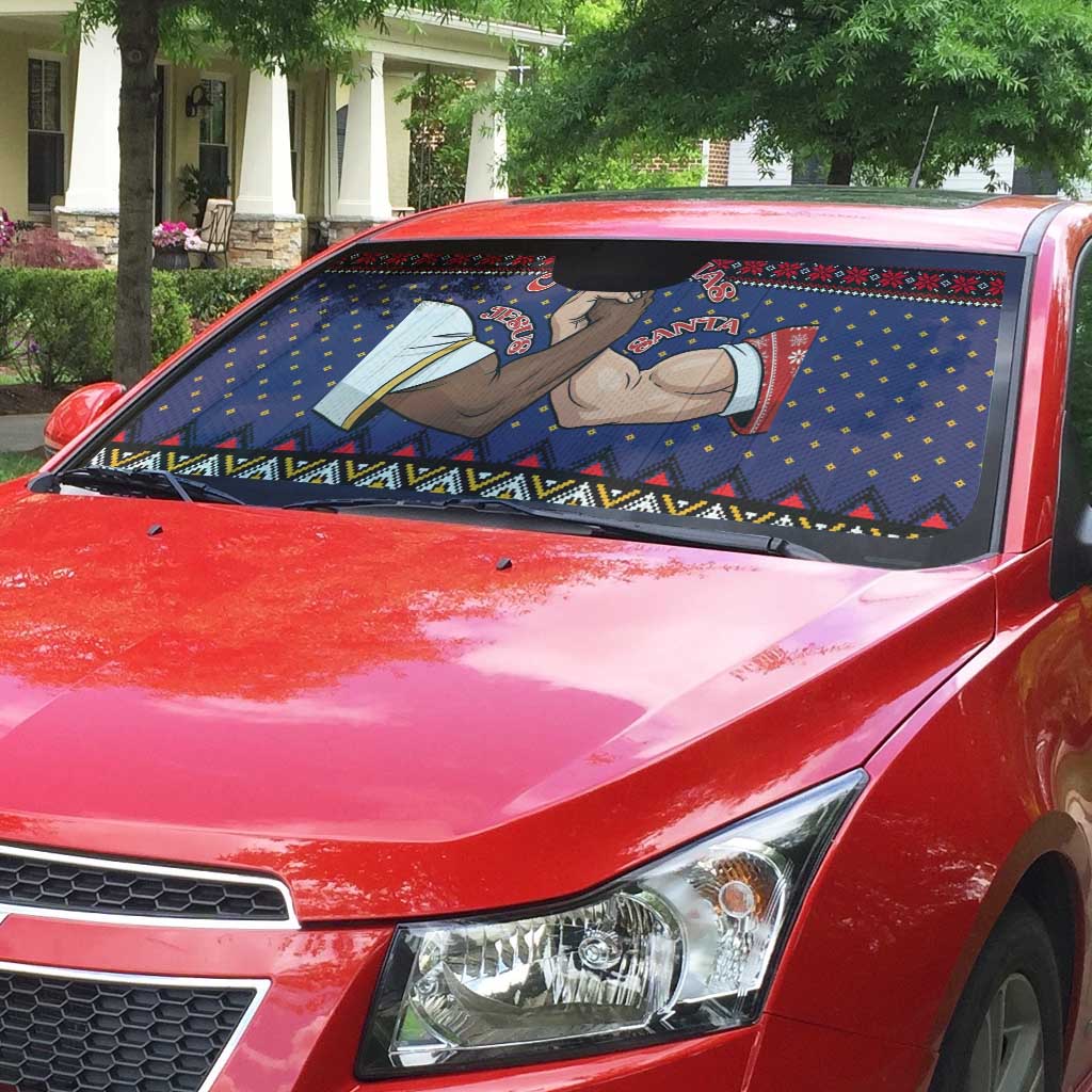 Santa And Jesus Christmas Christmas Auto Sun Shade Xmas Holiday Patterns - Wonder Print Shop