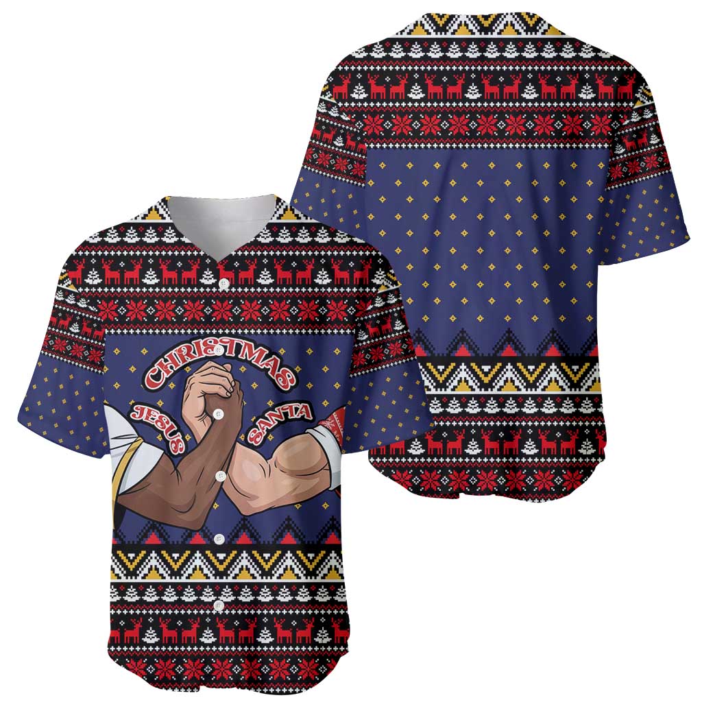 Santa And Jesus Christmas Christmas Baseball Jersey Xmas Holiday Patterns - Wonder Print Shop