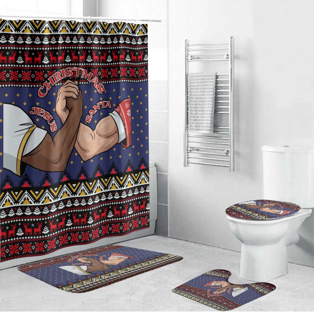 Santa And Jesus Christmas Christmas Bathroom Set Xmas Holiday Patterns - Wonder Print Shop