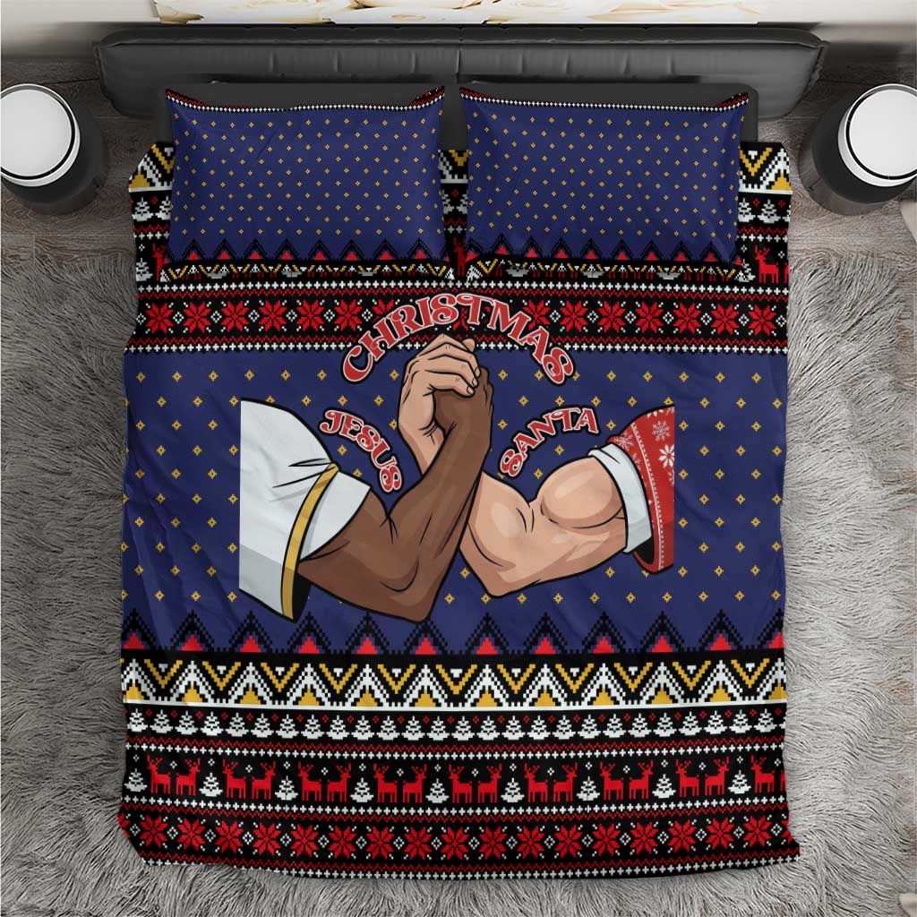 Santa And Jesus Christmas Christmas Bedding Set Xmas Holiday Patterns - Wonder Print Shop