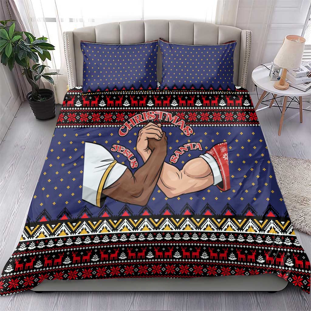 Santa And Jesus Christmas Christmas Bedding Set Xmas Holiday Patterns - Wonder Print Shop
