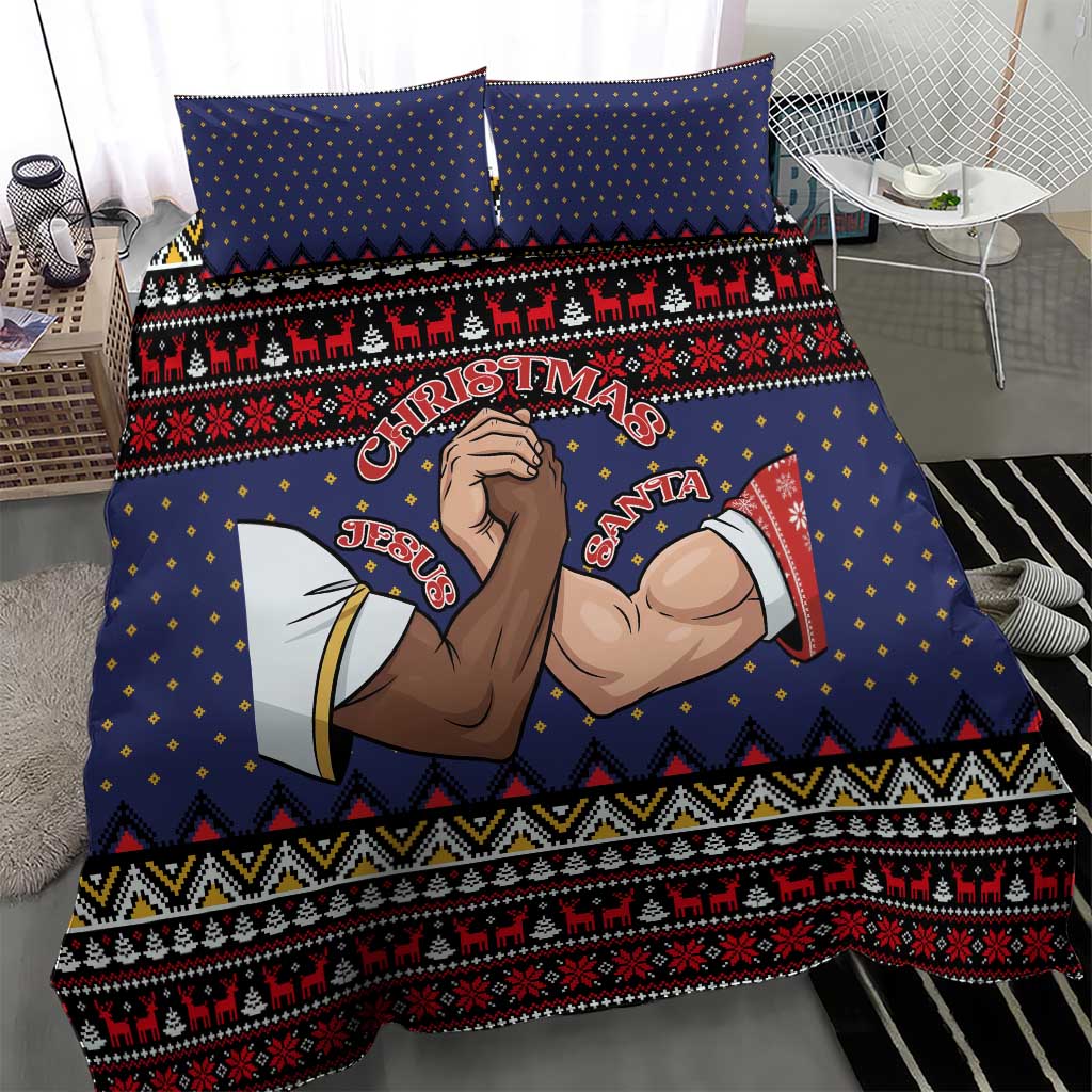 Santa And Jesus Christmas Christmas Bedding Set Xmas Holiday Patterns - Wonder Print Shop