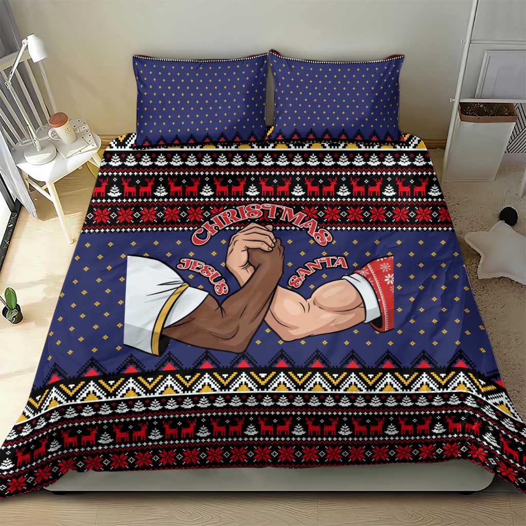 Santa And Jesus Christmas Christmas Bedding Set Xmas Holiday Patterns - Wonder Print Shop