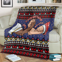 Santa And Jesus Christmas Christmas Blanket Xmas Holiday Patterns - Wonder Print Shop