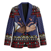 Santa And Jesus Christmas Christmas Blazer Xmas Holiday Patterns - Wonder Print Shop