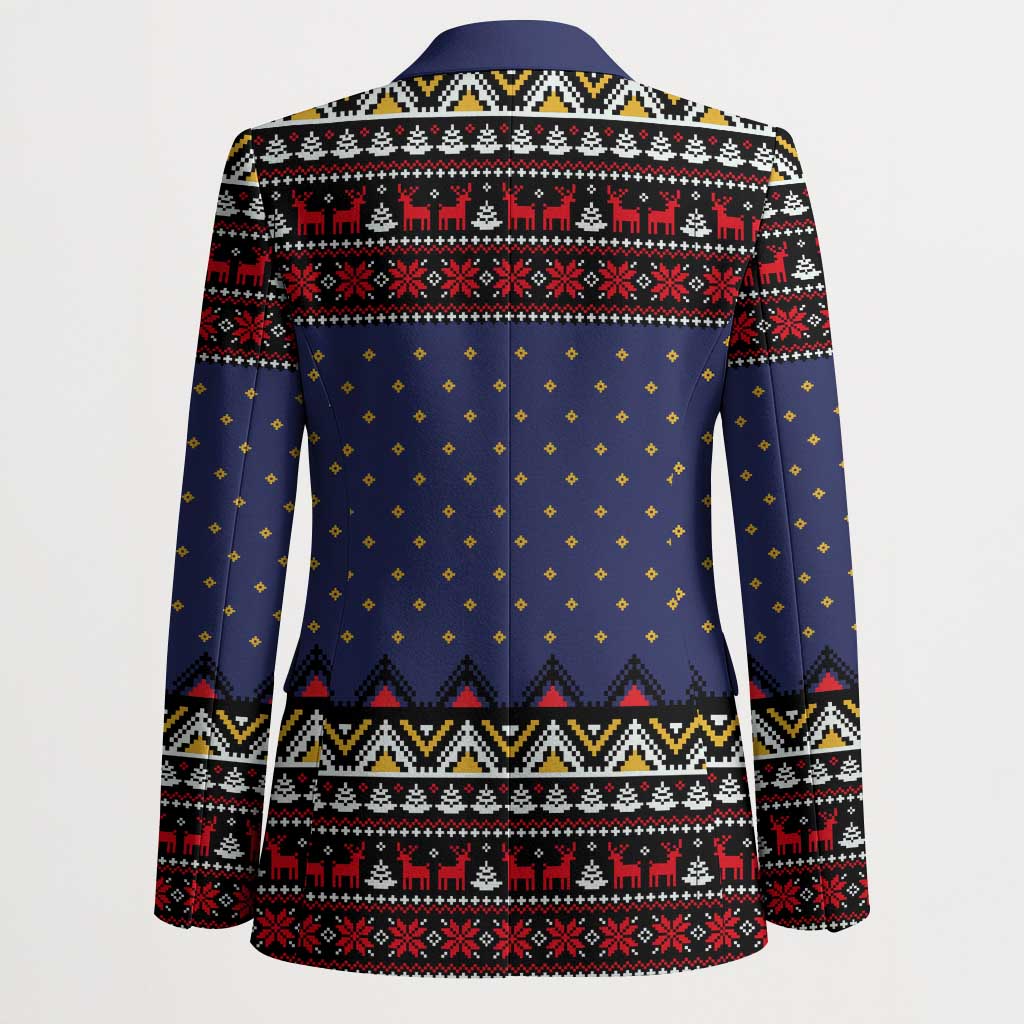 Santa And Jesus Christmas Christmas Blazer Xmas Holiday Patterns - Wonder Print Shop