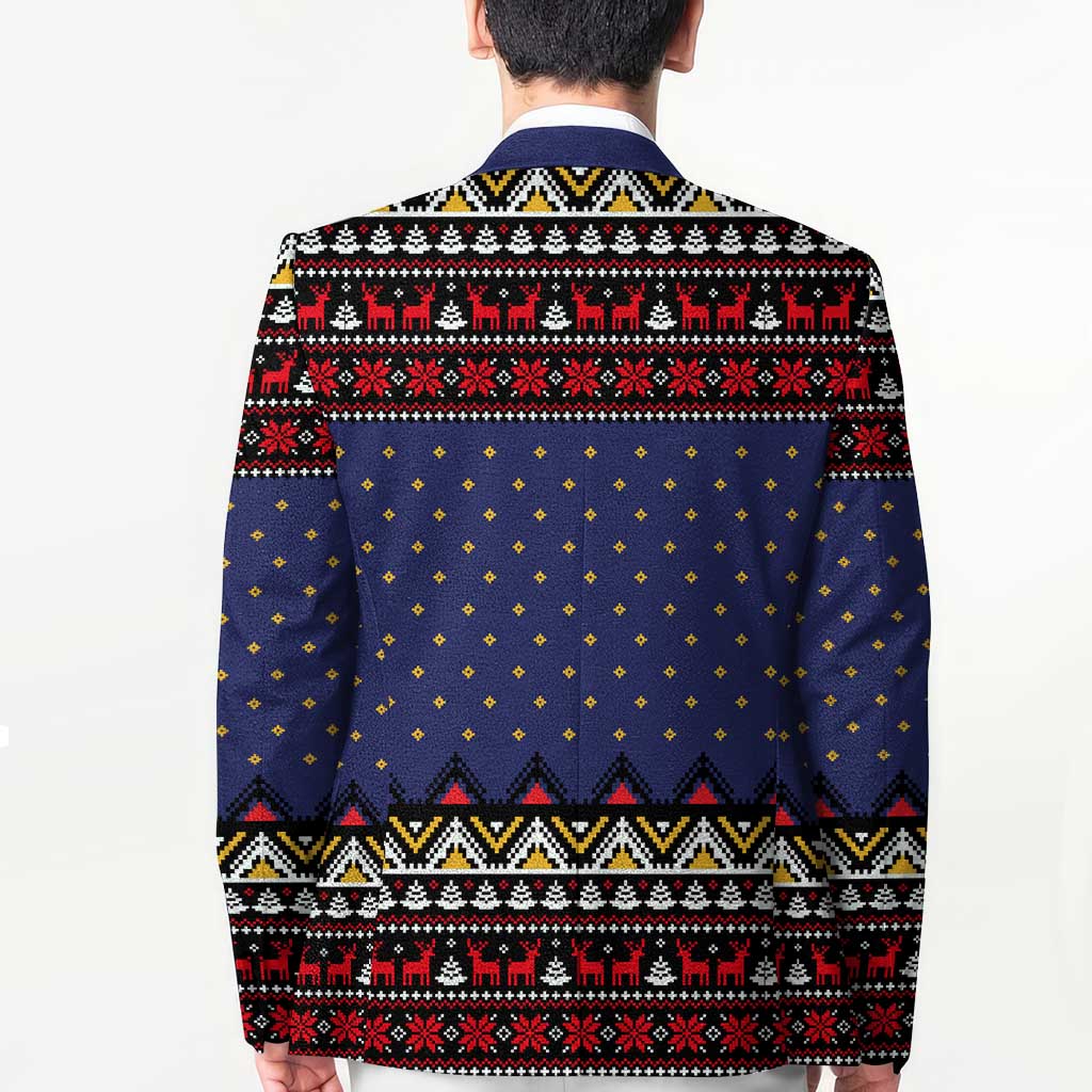 Santa And Jesus Christmas Christmas Blazer Xmas Holiday Patterns - Wonder Print Shop