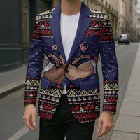 Santa And Jesus Christmas Christmas Blazer Xmas Holiday Patterns - Wonder Print Shop