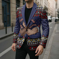 Santa And Jesus Christmas Christmas Blazer Xmas Holiday Patterns - Wonder Print Shop