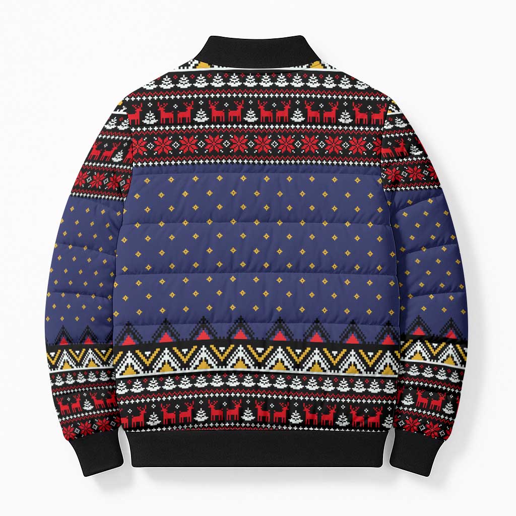 Santa And Jesus Christmas Christmas Bomber Puffer Jacket Xmas Holiday Patterns - Wonder Print Shop