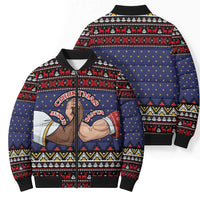 Santa And Jesus Christmas Christmas Bomber Puffer Jacket Xmas Holiday Patterns - Wonder Print Shop