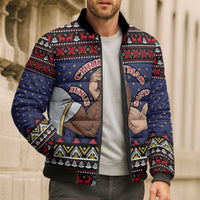 Santa And Jesus Christmas Christmas Bomber Puffer Jacket Xmas Holiday Patterns - Wonder Print Shop