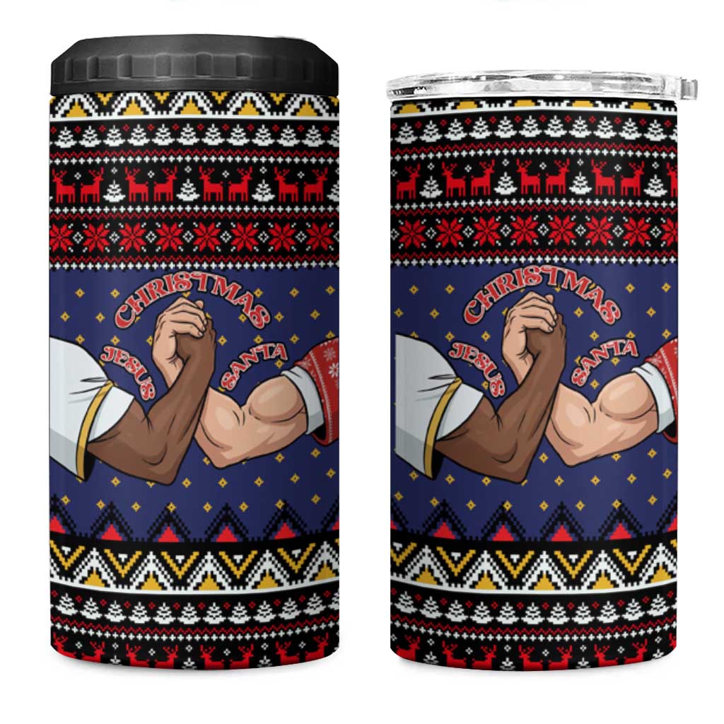 Santa And Jesus Christmas Christmas 4 in 1 Can Cooler Tumbler Xmas Holiday Patterns - Wonder Print Shop