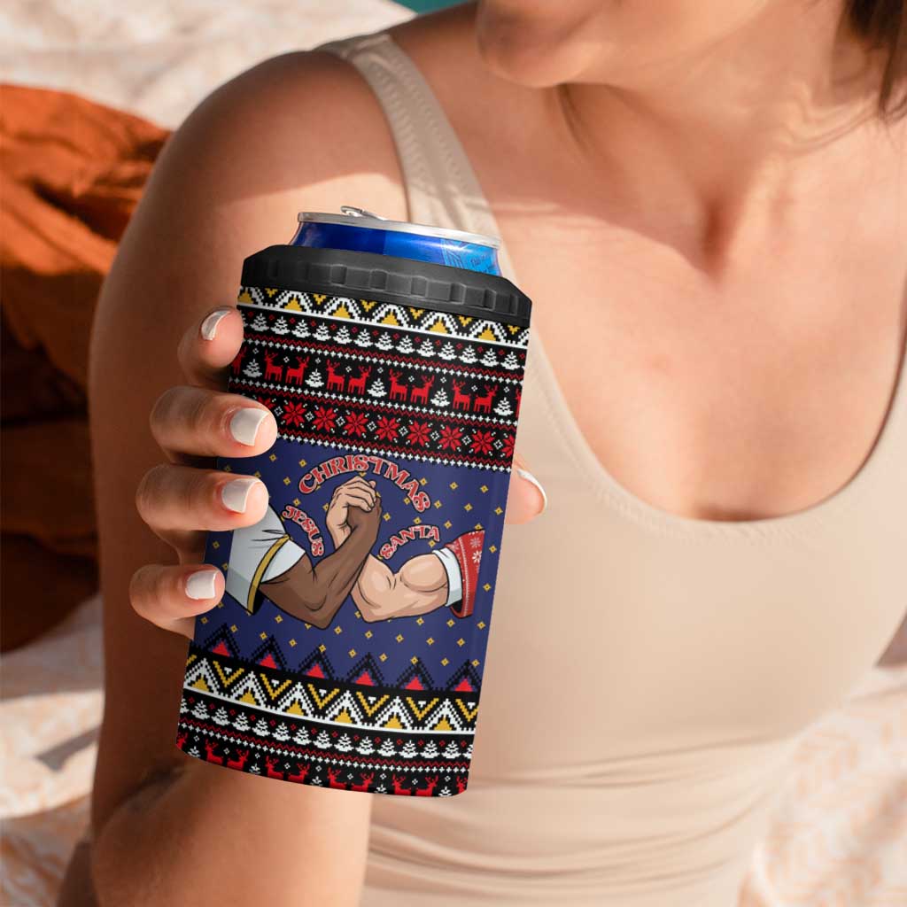 Santa And Jesus Christmas Christmas 4 in 1 Can Cooler Tumbler Xmas Holiday Patterns - Wonder Print Shop