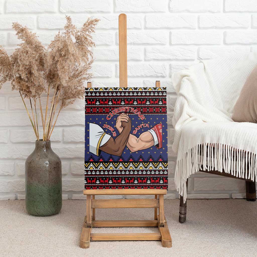 Santa And Jesus Christmas Christmas Canvas Wall Art Xmas Holiday Patterns - Wonder Print Shop