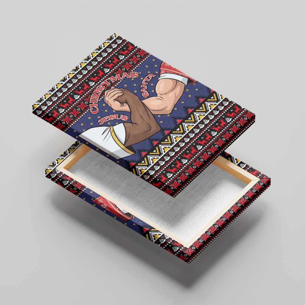 Santa And Jesus Christmas Christmas Canvas Wall Art Xmas Holiday Patterns - Wonder Print Shop