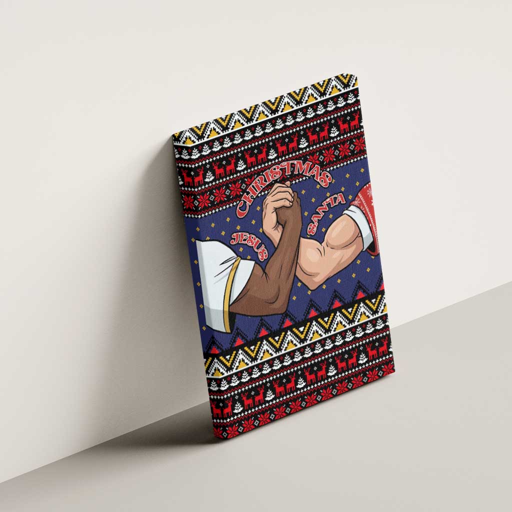 Santa And Jesus Christmas Christmas Canvas Wall Art Xmas Holiday Patterns - Wonder Print Shop