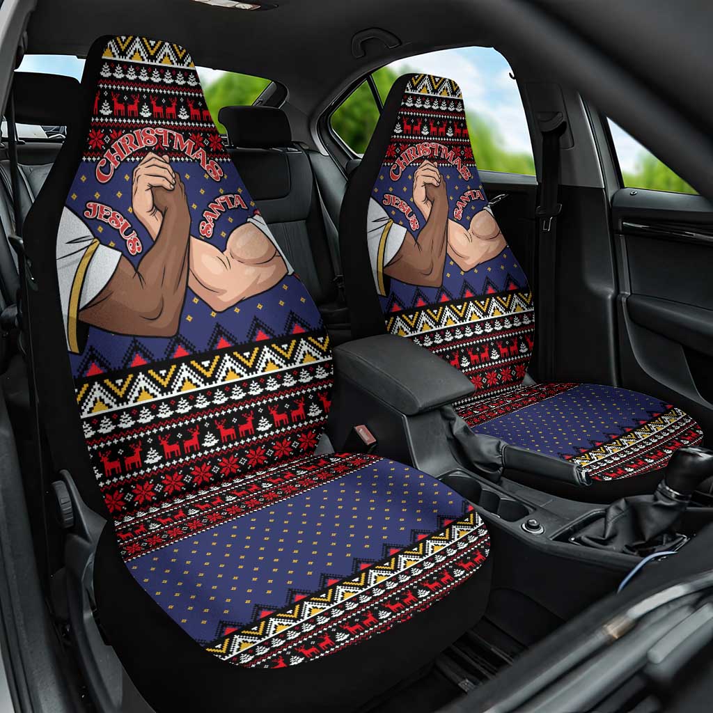 Santa And Jesus Christmas Christmas Car Seat Cover Xmas Holiday Patterns - Wonder Print Shop