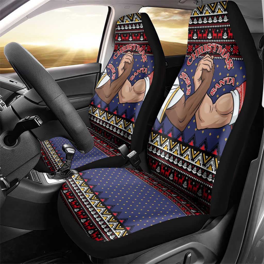 Santa And Jesus Christmas Christmas Car Seat Cover Xmas Holiday Patterns - Wonder Print Shop